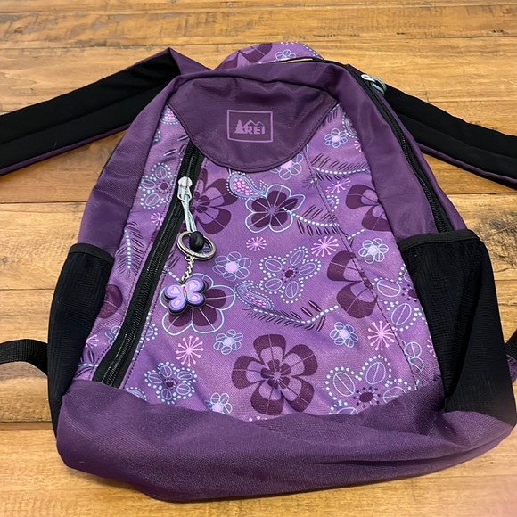 REI Bags Rei Backpack Purple Floral Print Adjustable Straps 3